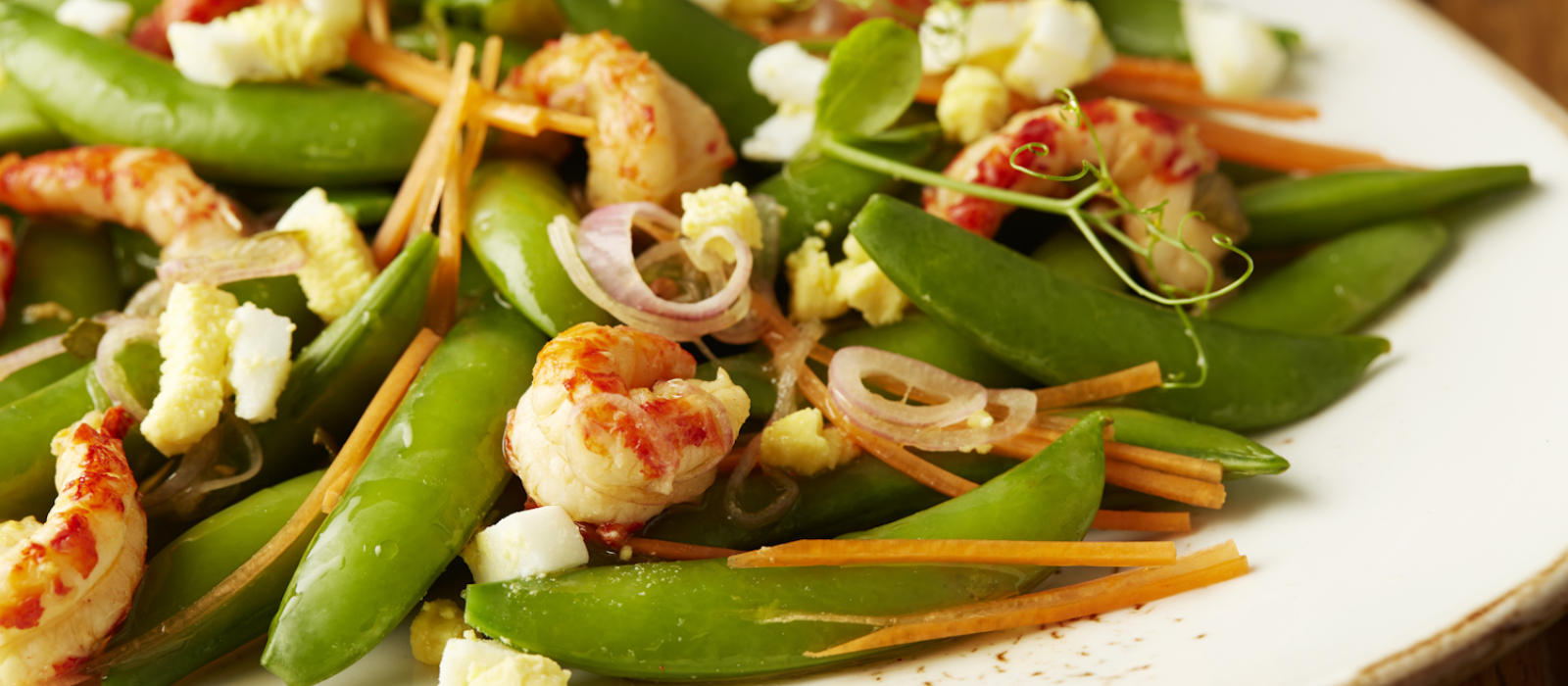 Raw Sugar Snap Pea with Pickled Crawfish