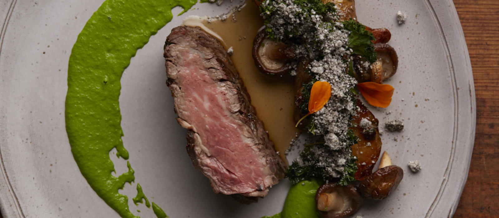 Grilled Beef with Creamed Kale