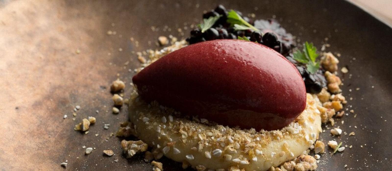 Blackberry Sorbet with Sheep's Milk Custard