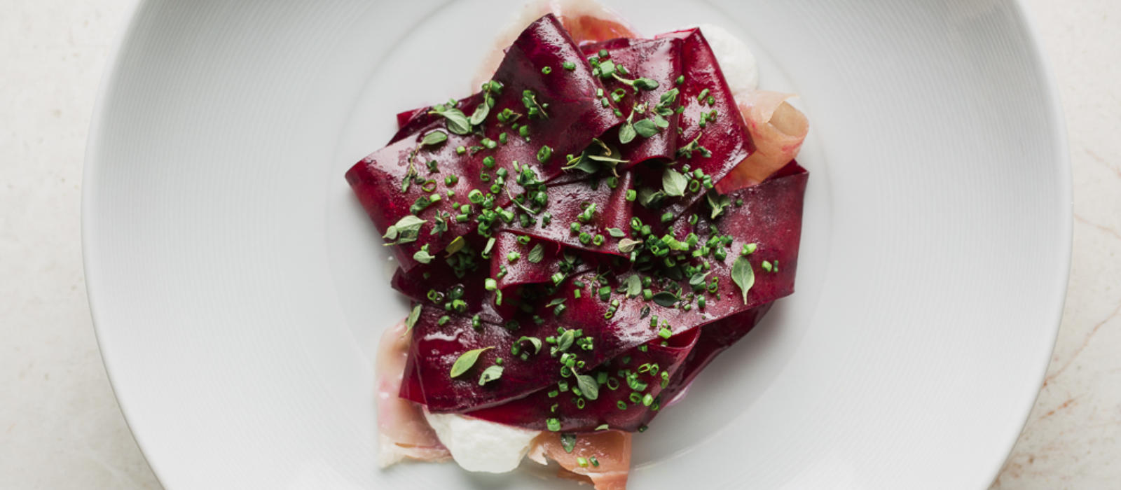 Shaved Beet with Smoked Mushroom Oil