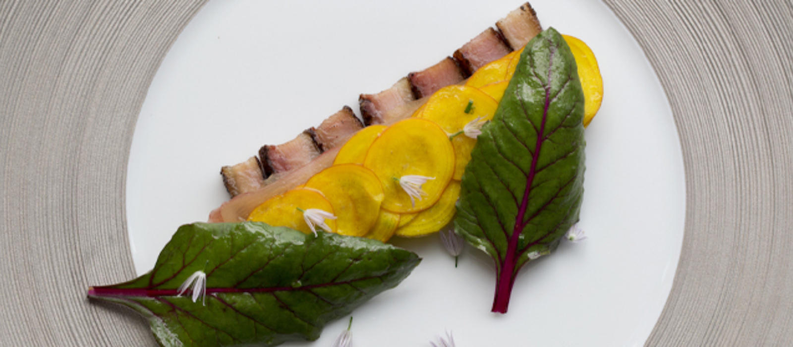 Smoked Pork Jowl with Pickled Rhubarb