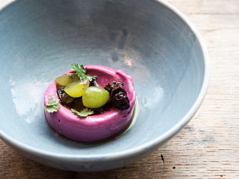 Concord Grape Sherbet with Preserved Spruce Honey
