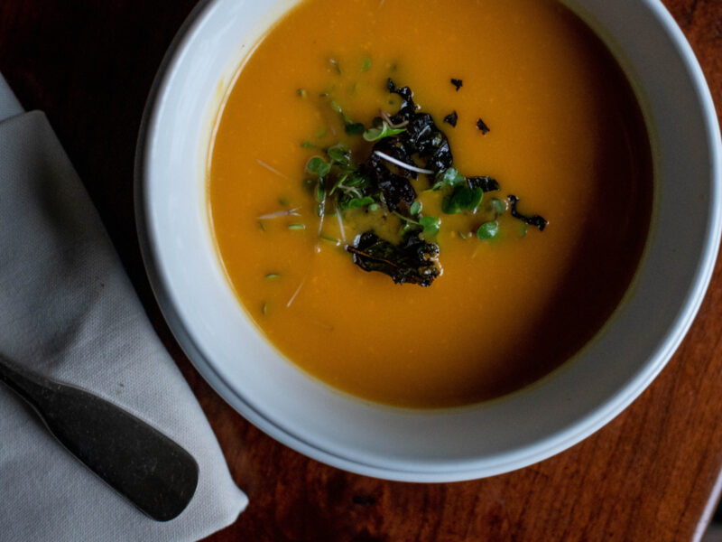 Roasted Pumpkin Soup with Pear