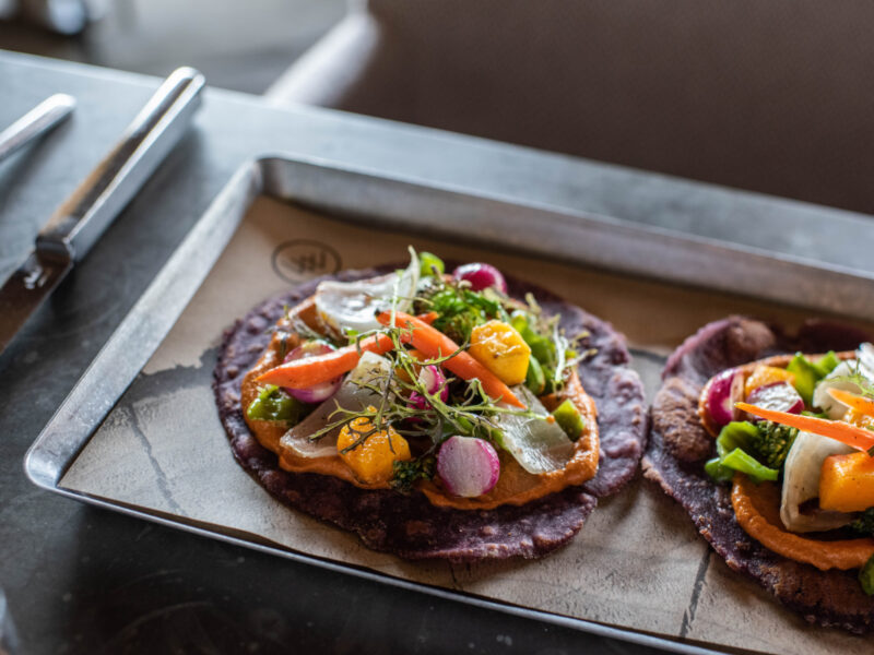 Roasted Vegetable Taco with Butternut Romesco Sauce