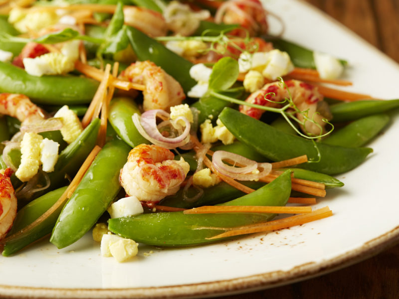 Raw Sugar Snap Pea with Pickled Crawfish