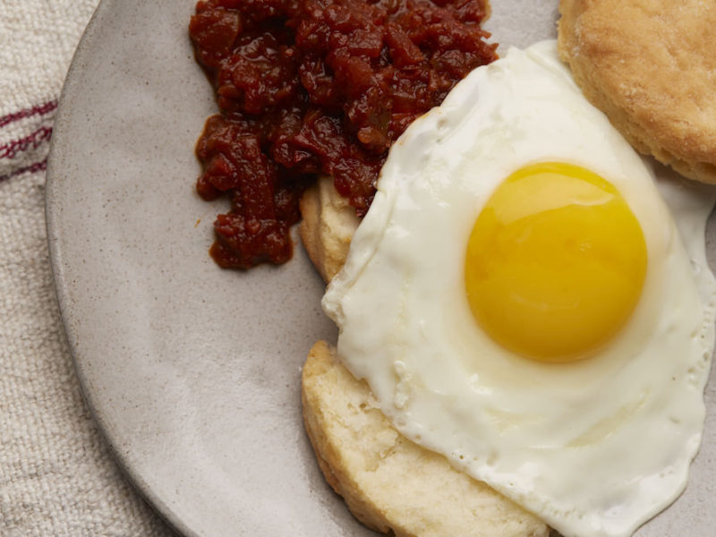 Egg Biscuit with Blackberry Farm Pepper Chutney
