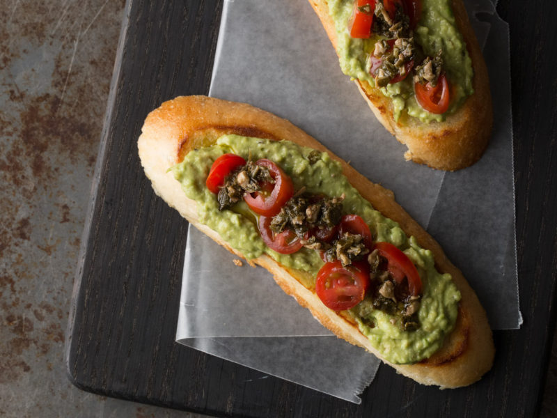 Basil Pesto Avocado Toast with Tomatoes