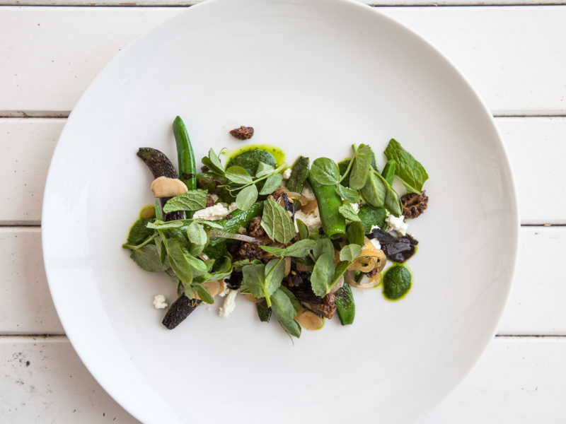 Sugar Snap Peas with Wild Mushroom Relish