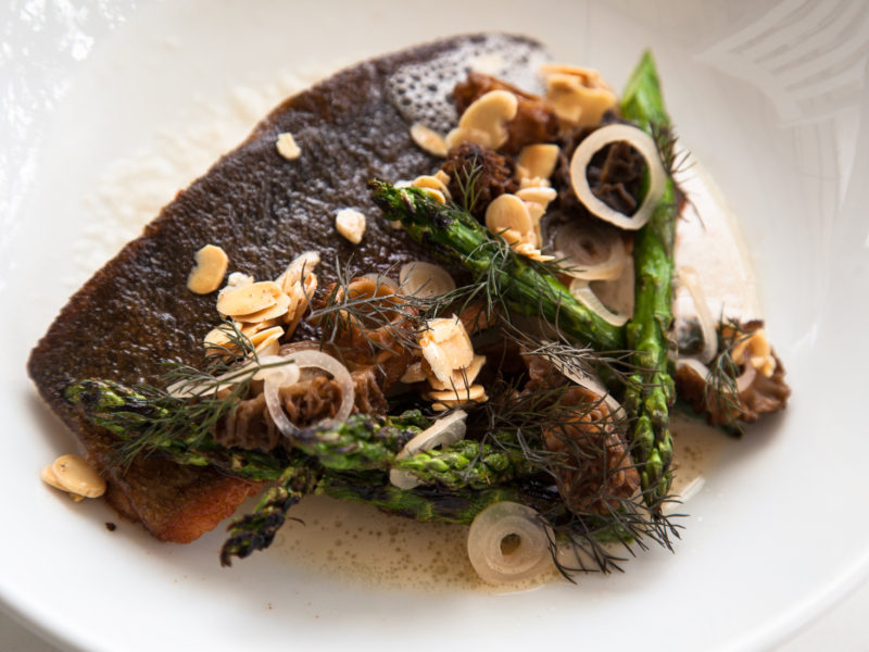 Sunburst Trout with Mushroom Broth
