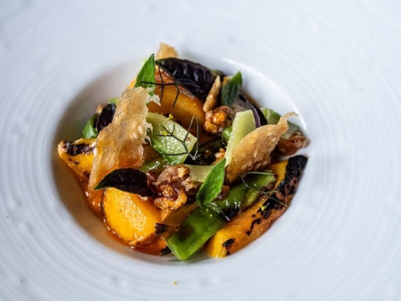 Grilled Peach and Shishito Salad