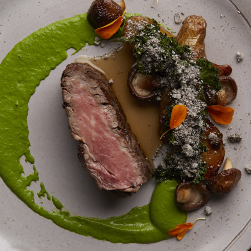 Grilled Beef with Creamed Kale
