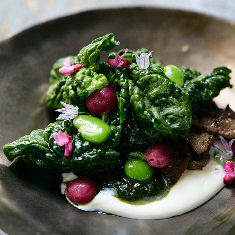 Grilled Pork with Fava Beans