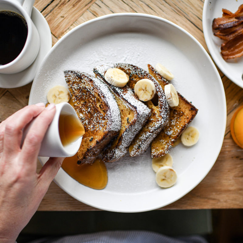 French Toast with Banana and Hickory Maple Syrup