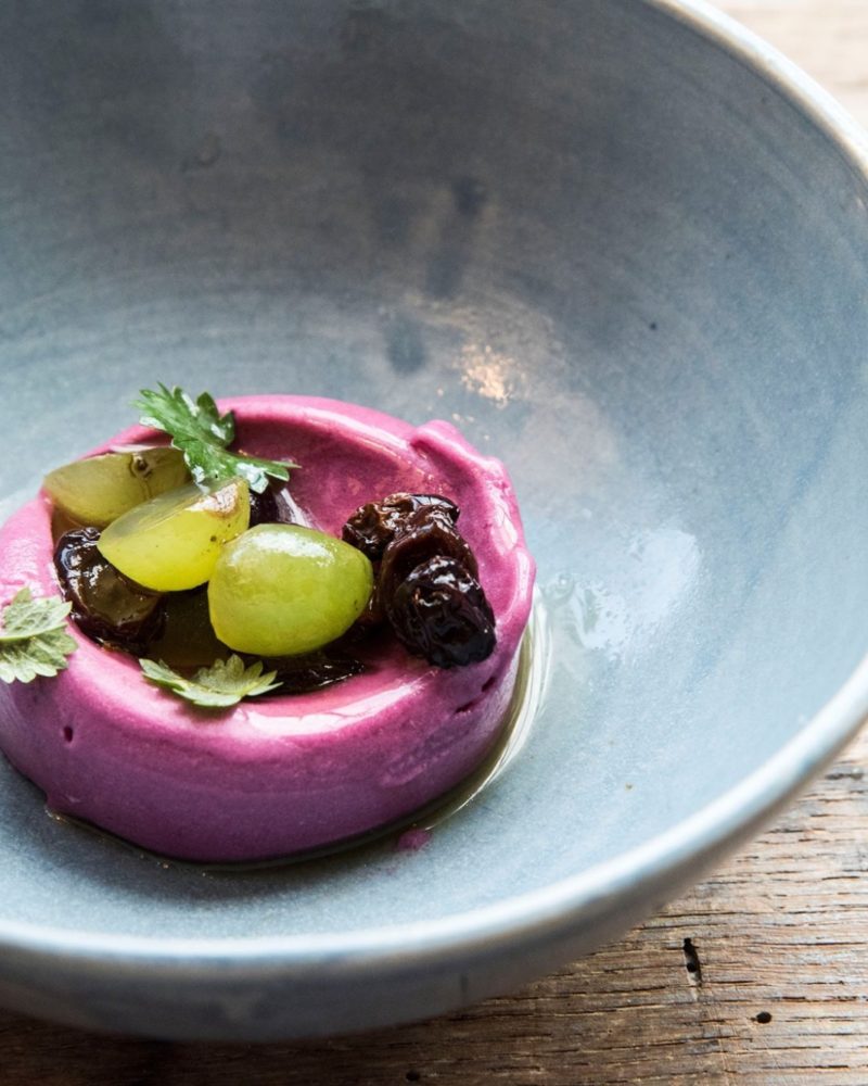 Concord Grape Sherbet with Preserved Spruce Honey