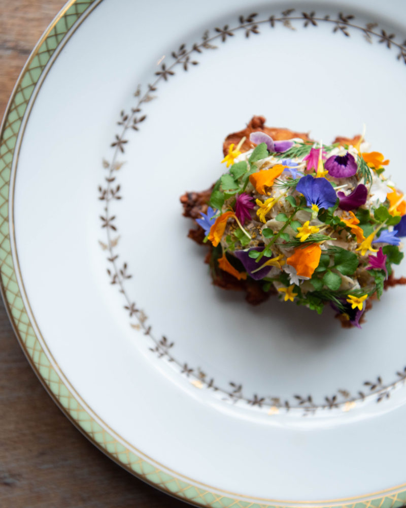 Sunchoke and Preserved Eggplant Salad with Smoked Aioli and Fennel Pollen
