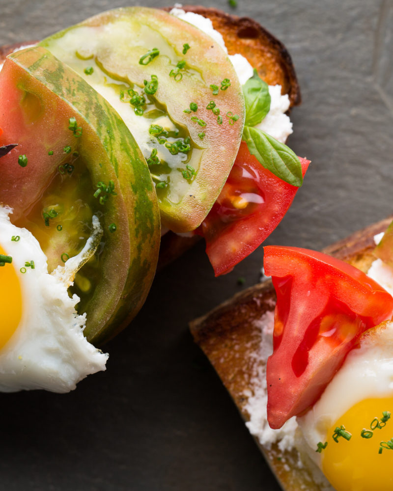 Tomato Brebis Toast with Basil Pesto