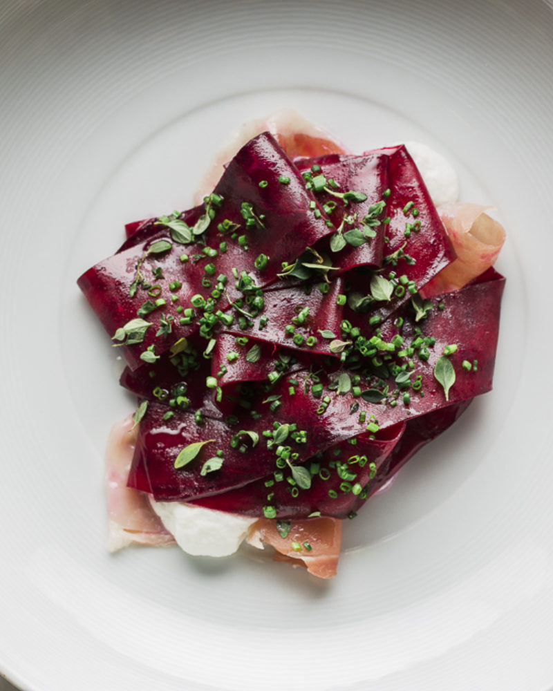 Shaved Beet with Smoked Mushroom Oil