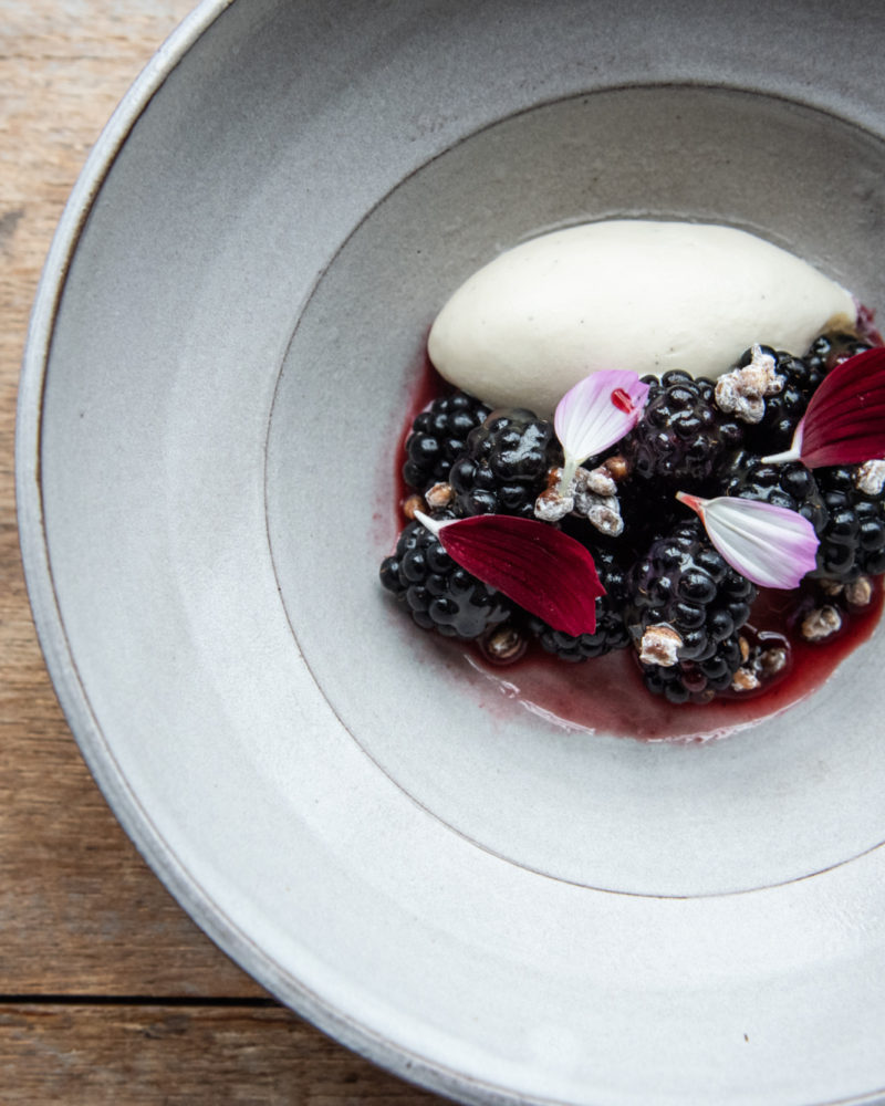 Wild Blackberries with Blue Barley Ice Cream