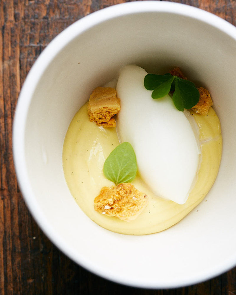 Bee Balm Custard with Buckwheat Honeycomb
