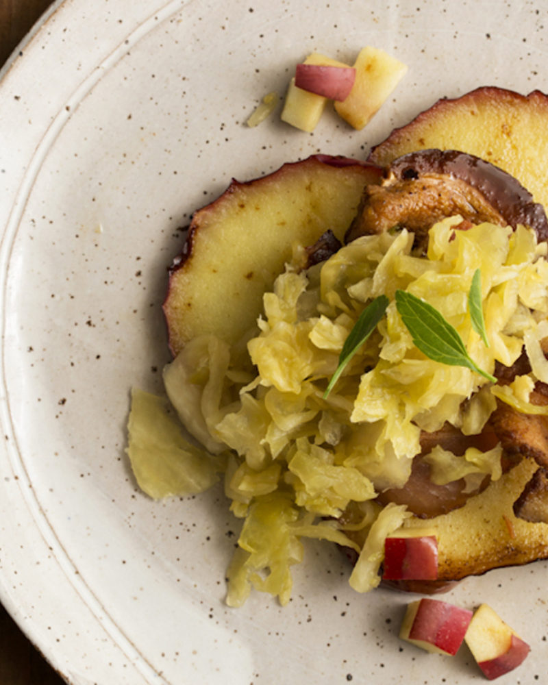 Skillet Apples with Bacon and Blackberry Farm Sauerkraut