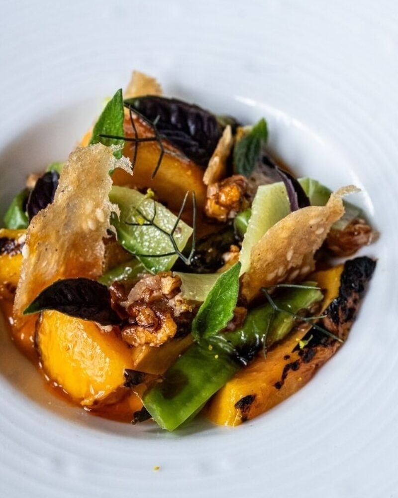 Grilled Peach and Shishito Salad