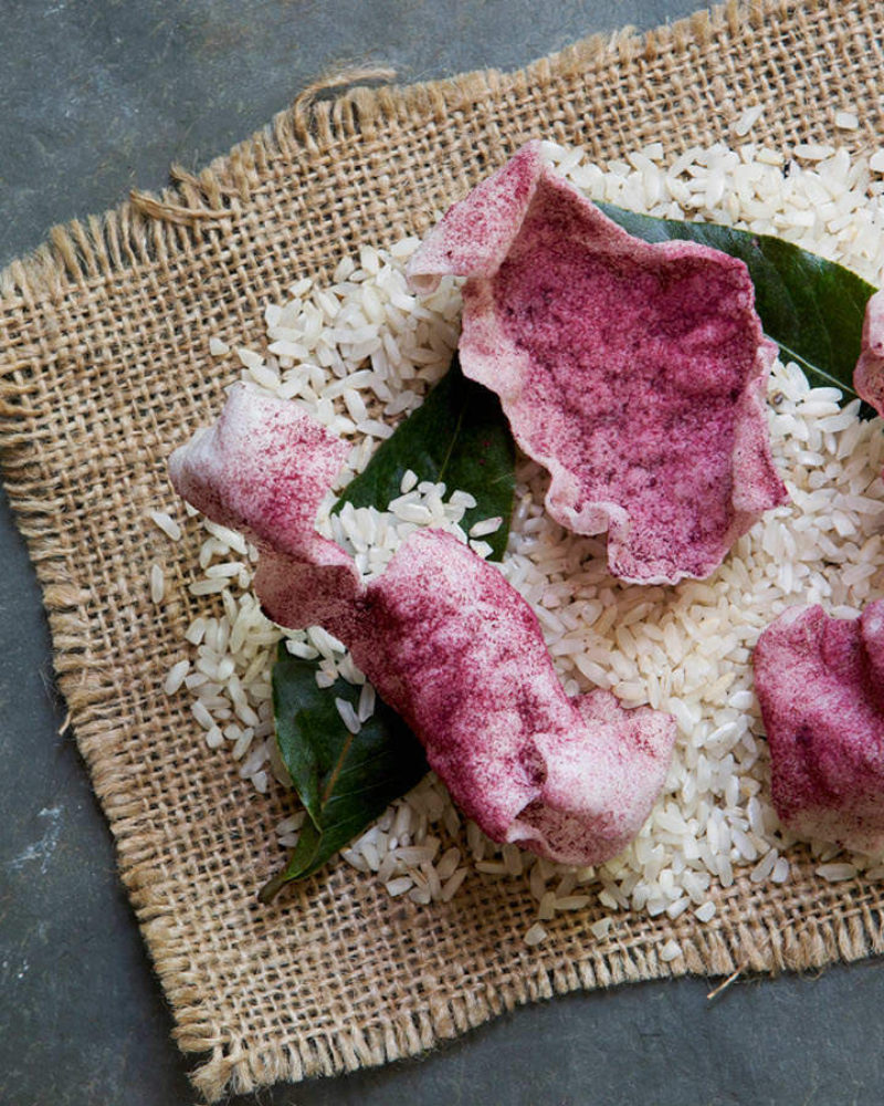 Carolina Gold Rice Crisp with Beet Powder