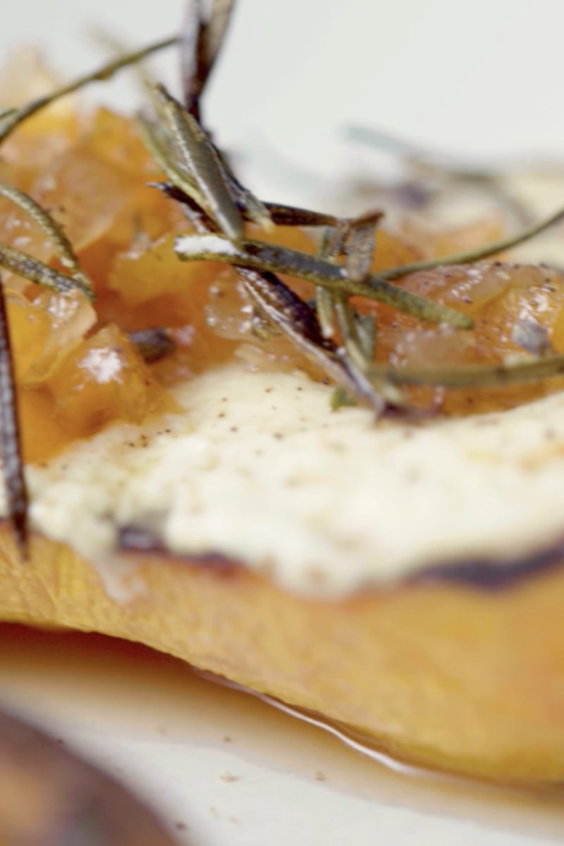 Roasted Butternut Squash with Butternut-Honey Jam and Ricotta