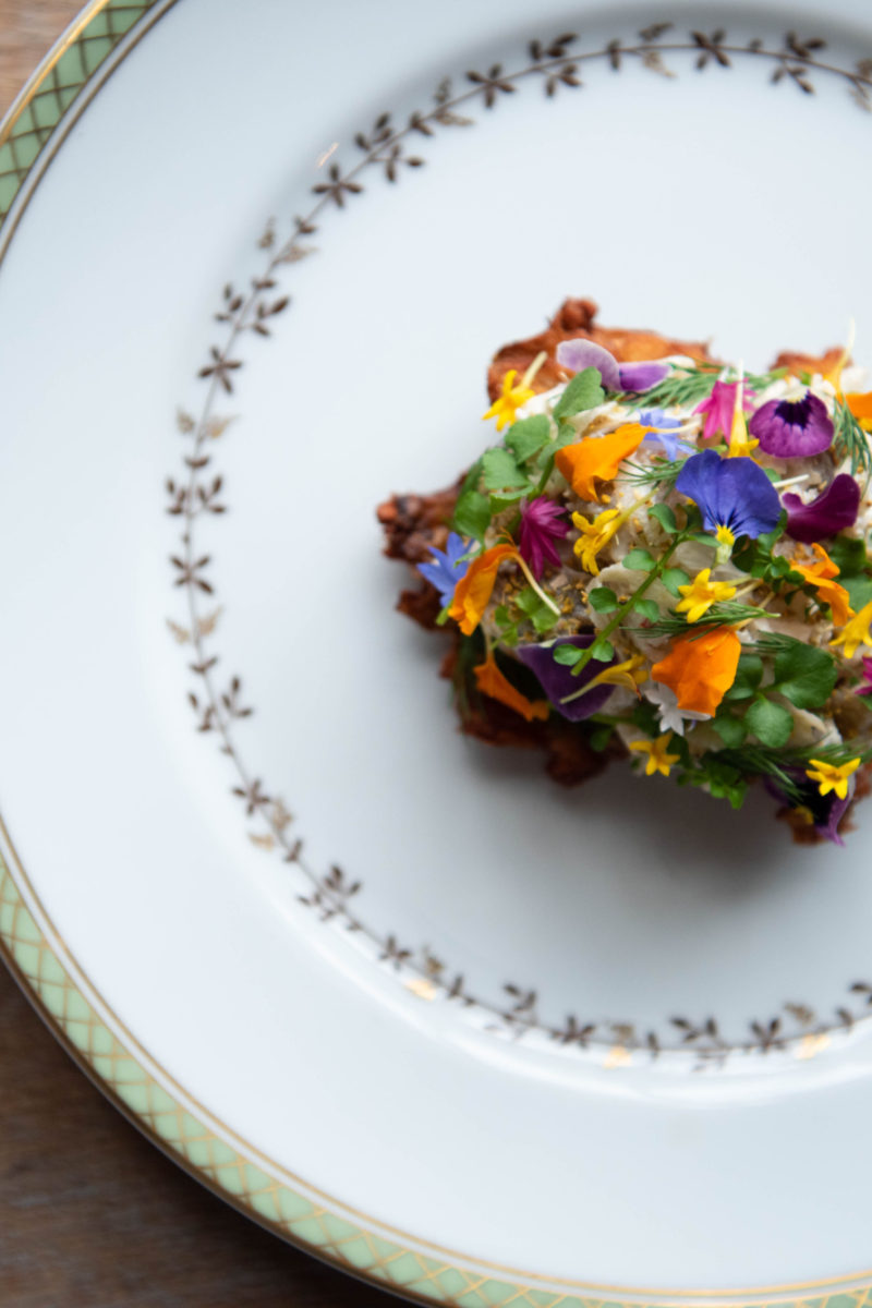 Sunchoke and Preserved Eggplant Salad with Smoked Aioli and Fennel Pollen