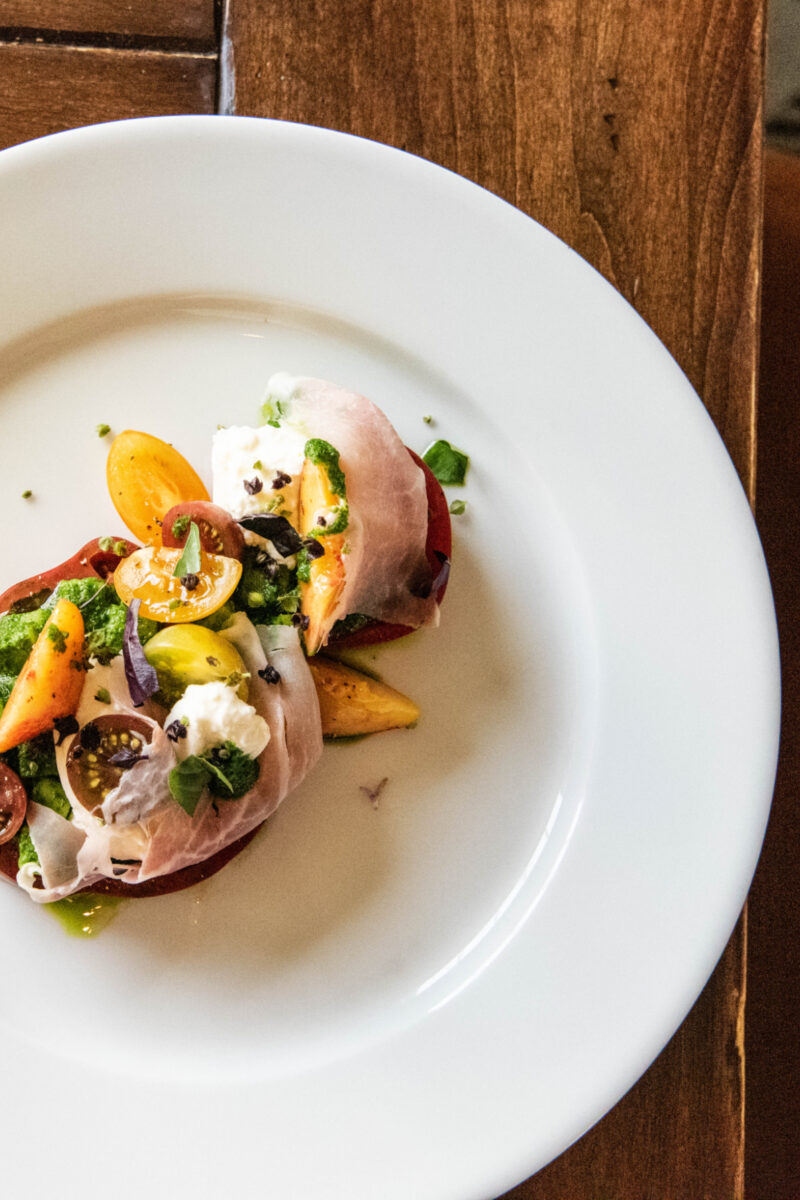 Tomato, Peach and Burrata Salad