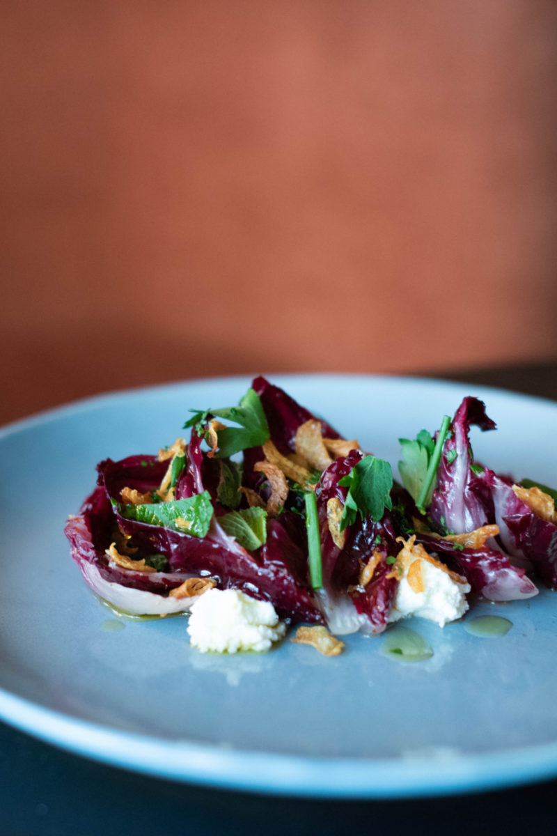 Marinated Radicchio with Brebis and Crispy Garlic Chips