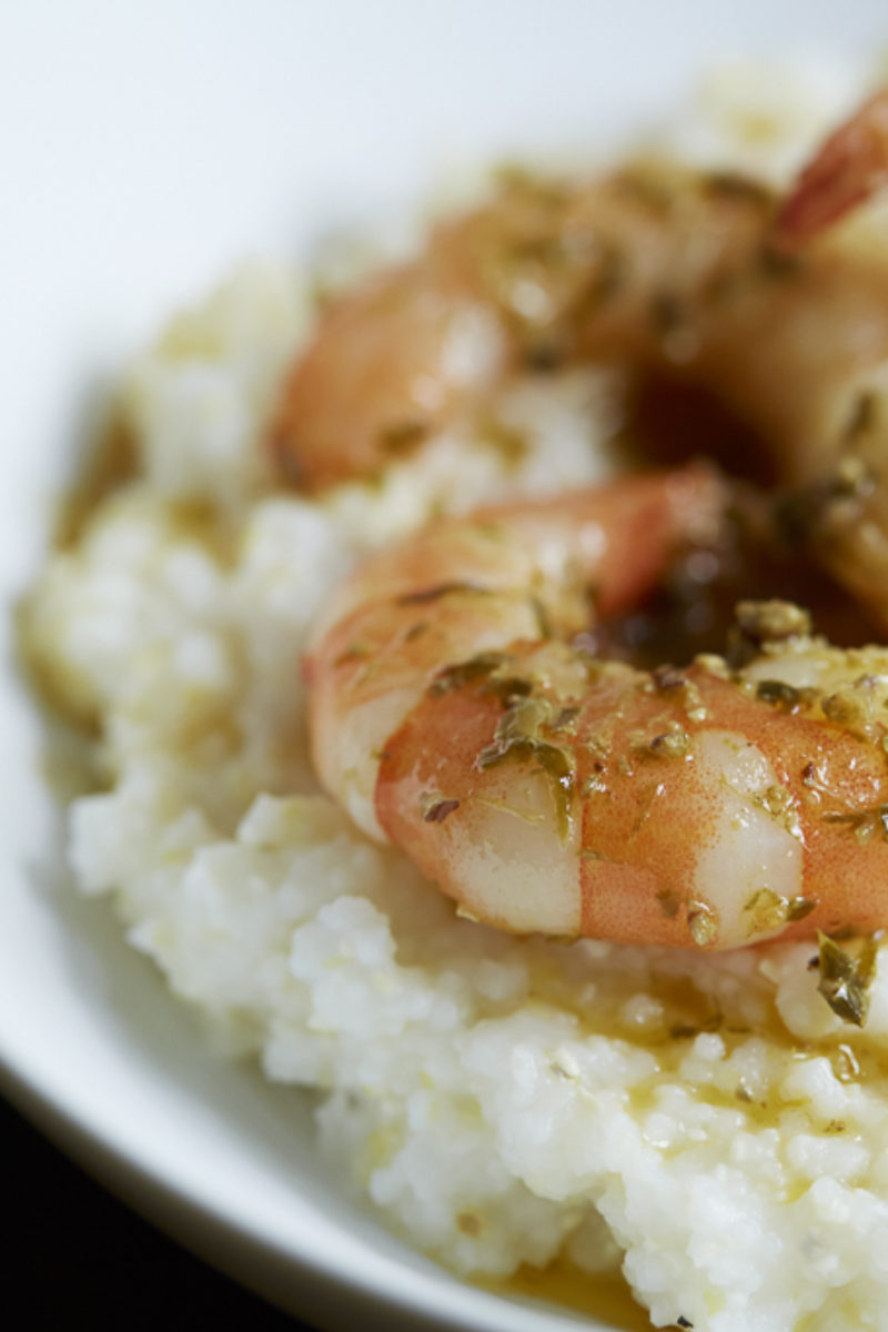 Shrimp and Grits with Blackberry Farm Ramp Pesto