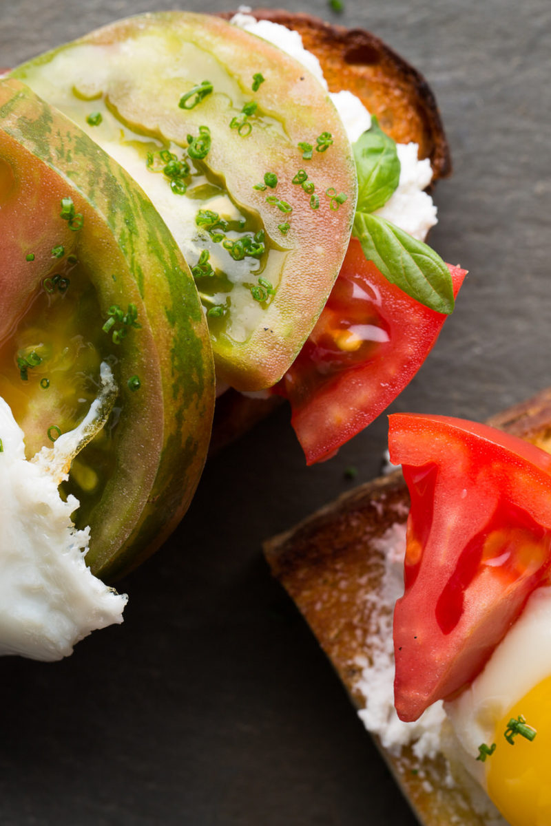 Tomato Brebis Toast with Basil Pesto