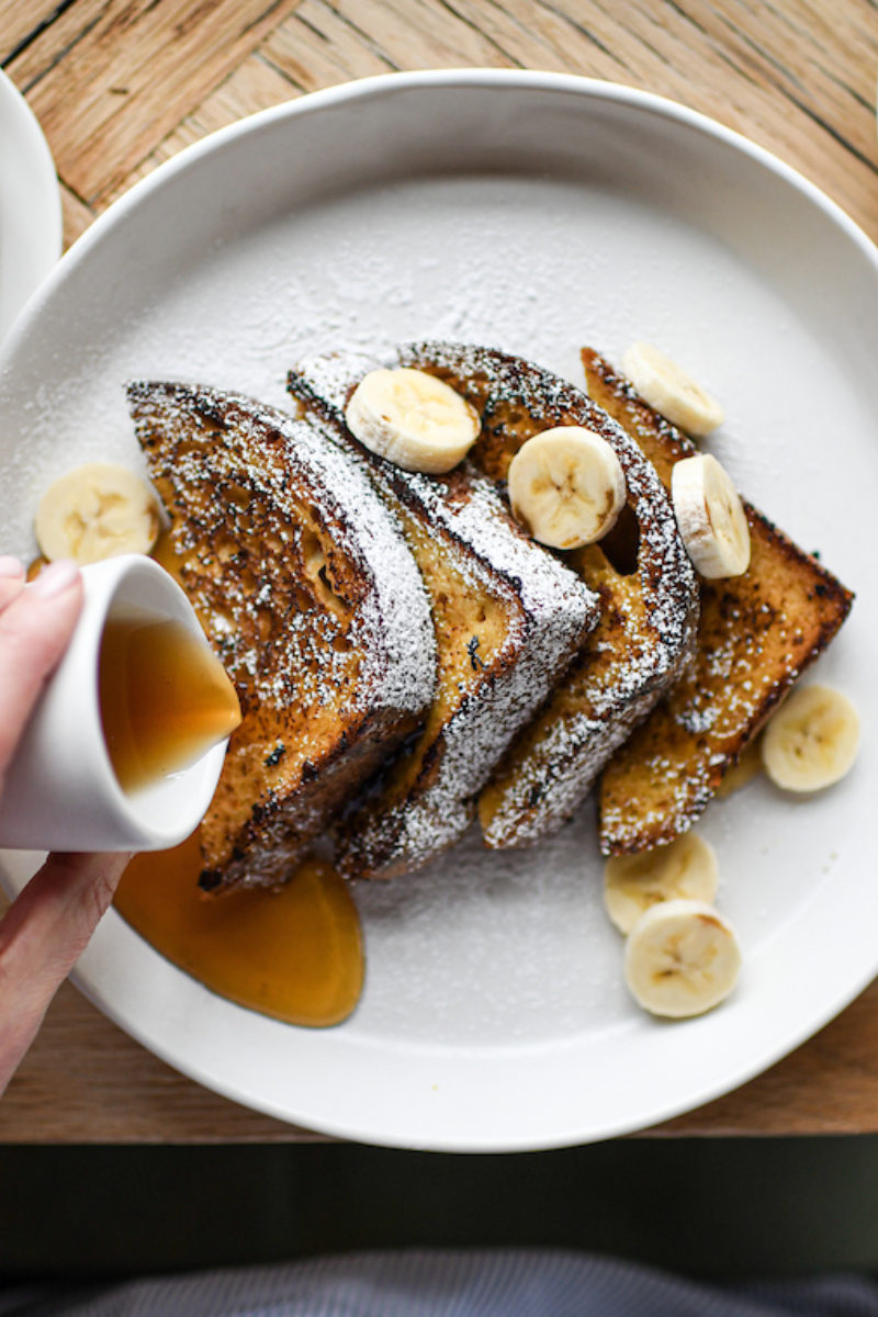 French Toast with Banana and Hickory Maple Syrup