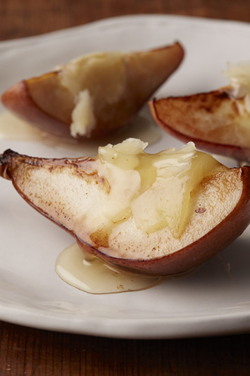 Roasted Pears with Blackberry Farm Honey and Singing Brook Cheese