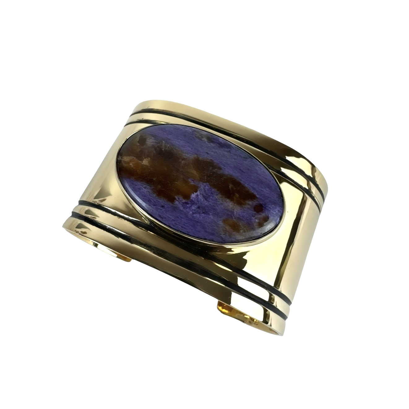 Brass Cuff with Charoite