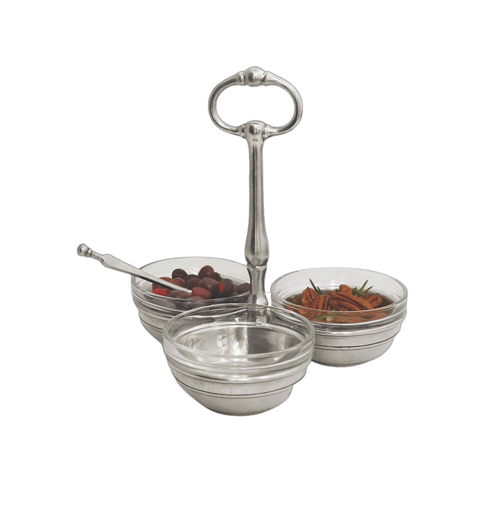MATCH Pewter and Glass Condiment Trio