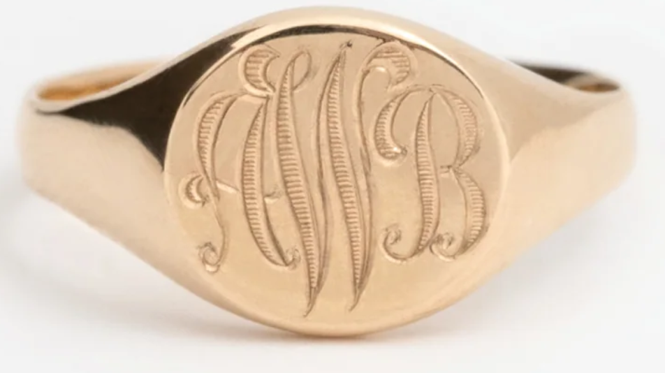 Hand Engraved Initial Ring