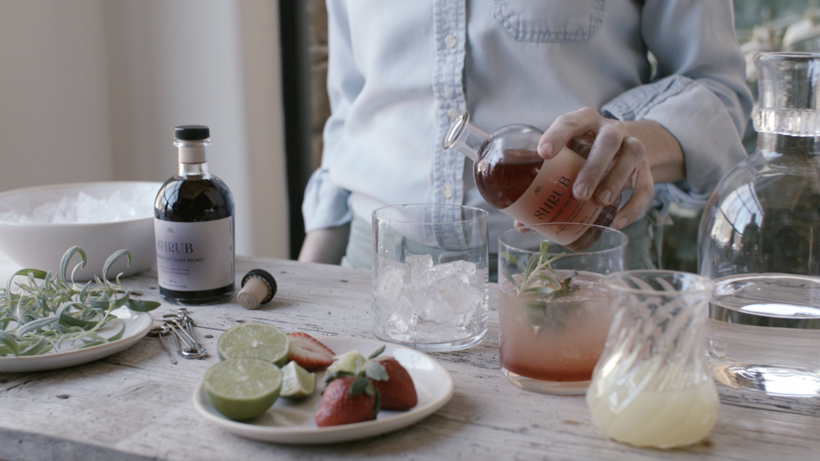 Strawberry & Pine Bud Shrub Mocktail